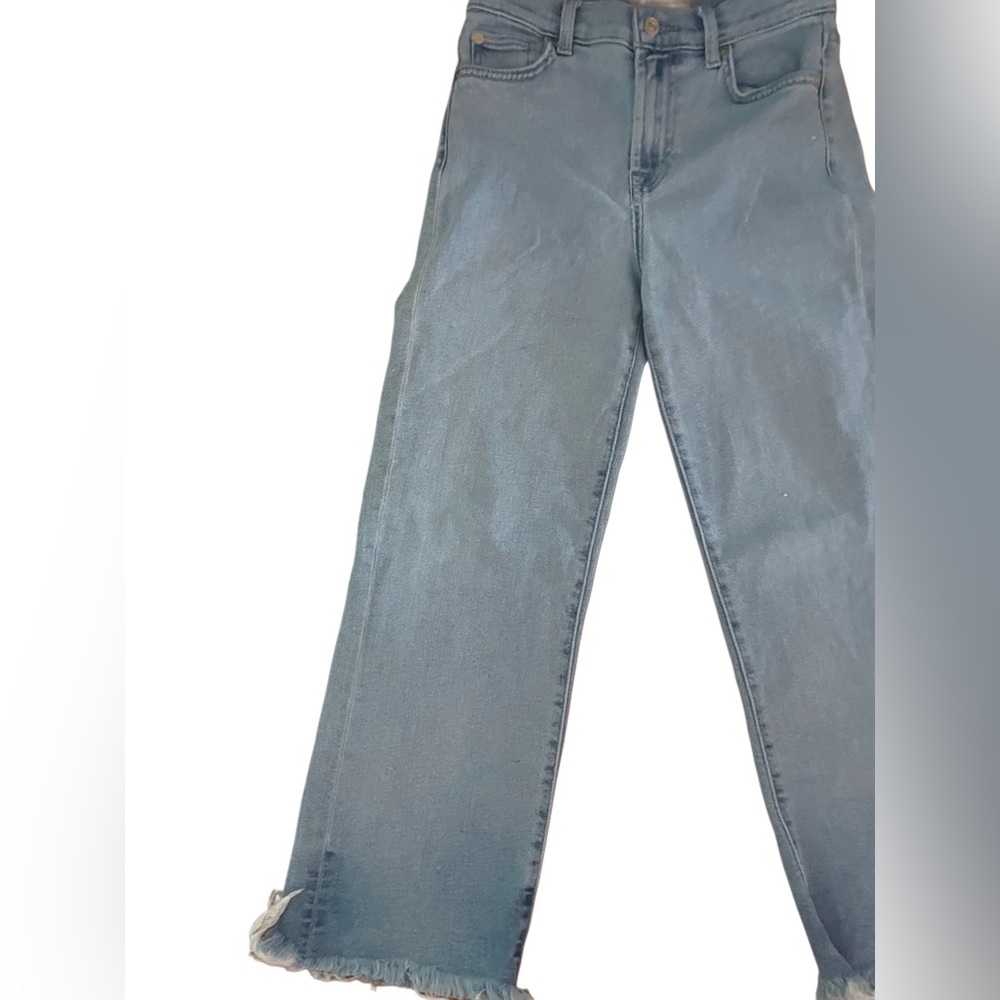 7 For All Mankind Luxe Vintage Light Wash Cropped Alexa Jeans Frayed Bottoms 26